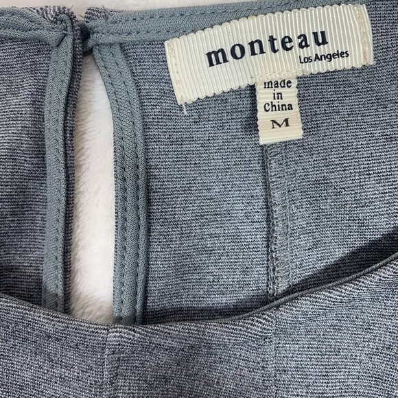 fit and flare cute sleeveless round neckline grey dress sz med Monteau - Picture 2 of 13